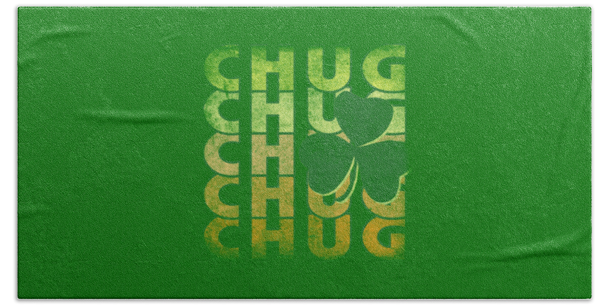 Funny Beach Towel featuring the digital art Irish Chug Retro by Flippin Sweet Gear