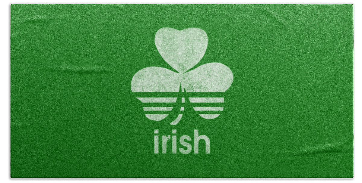 Funny Beach Towel featuring the digital art Irish Logo Retro by Flippin Sweet Gear