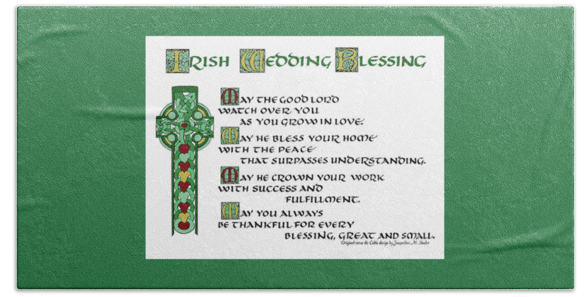  Celtic Beach Sheet featuring the digital art Irish Wedding Blessing by Jacqueline Shuler