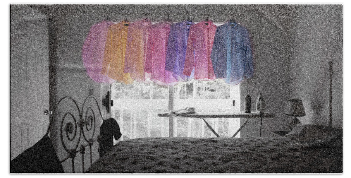 Shirts Beach Towel featuring the photograph Ironing Adds Color to a Room by Wayne King
