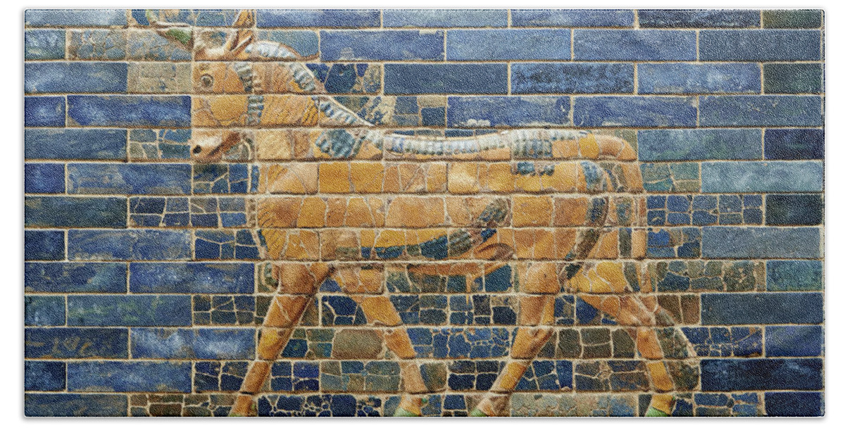 Babylon Beach Towel featuring the photograph Ishtar Gate tile panel - 604-562 BC Babylon - Pergamon Museum, Berlin by Paul E Williams