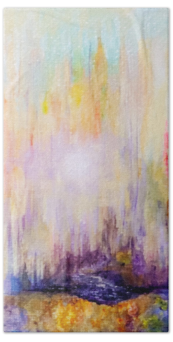 Abstract Beach Towel featuring the painting Island by Christine Bolden