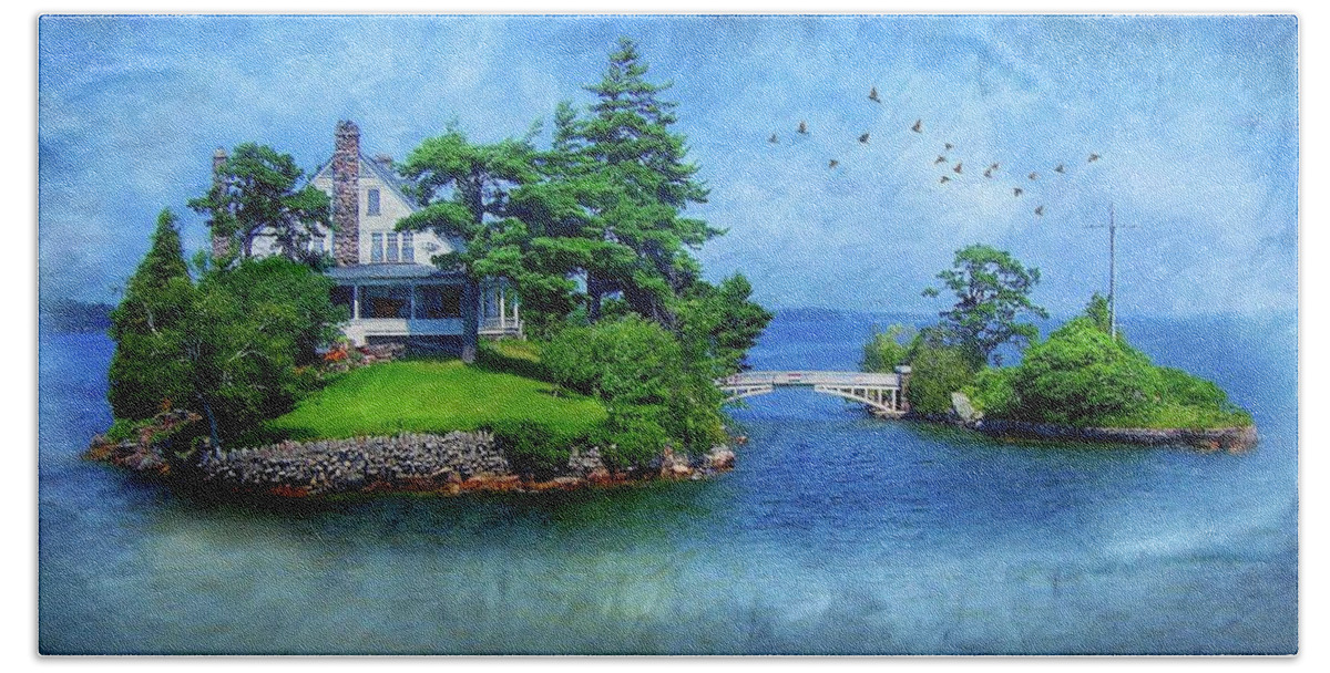 Bridge Beach Towel featuring the photograph Island Home with Bridge - My Happy Place by Patti Deters