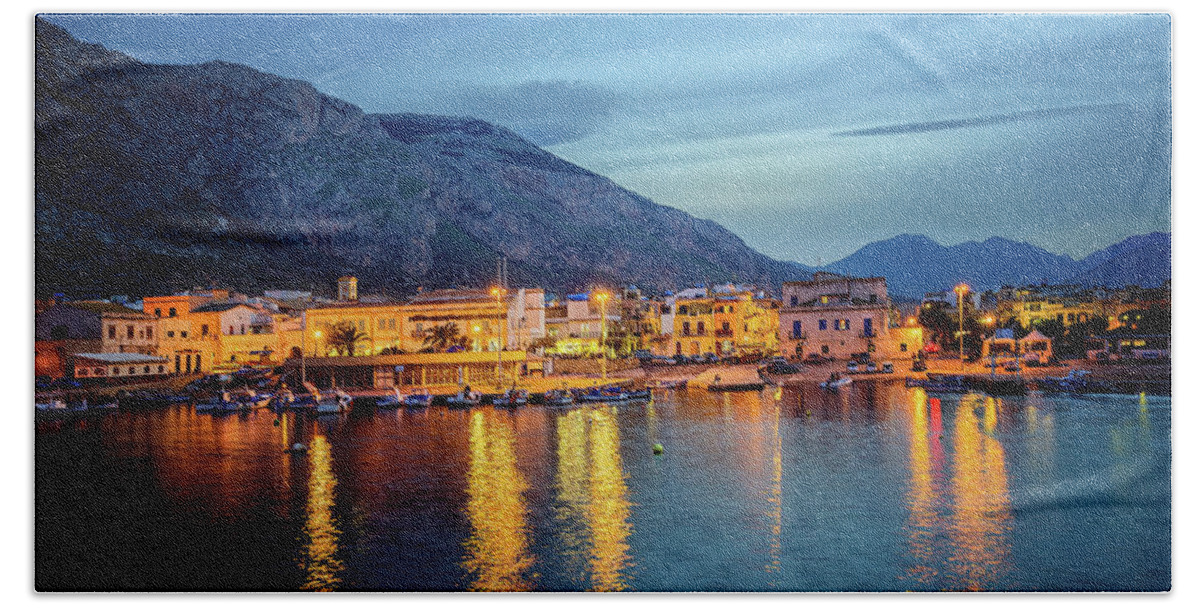 Sicily Beach Sheet featuring the photograph Isola delle Femmine Harbour by Ian Good