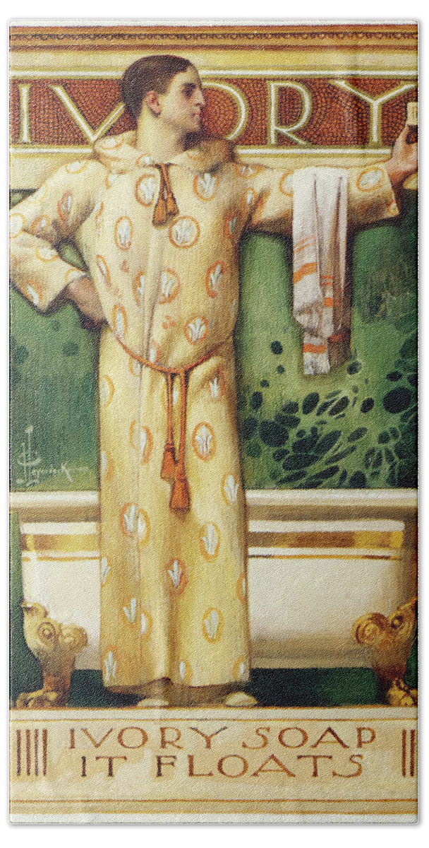 J. C. Leyendecker Beach Towel featuring the painting Ivory Soap it Floats, Ivory Magazine, 1900 by Joseph Christian Leyendecker