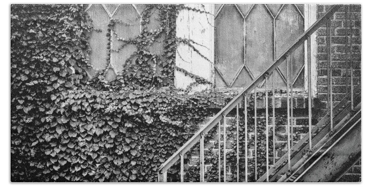  Beach Towel featuring the photograph Ivy, Window And Stairs by Steve Stanger