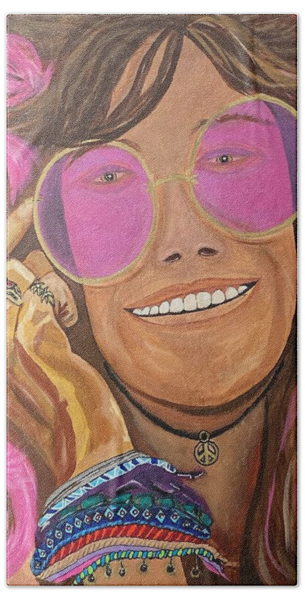  Beach Towel featuring the painting Janis Joplin by Bill Manson