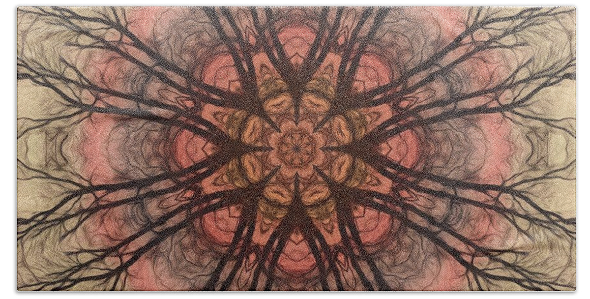 Mandala Beach Towel featuring the digital art January Sunrise Mandala by Beth Sawickie