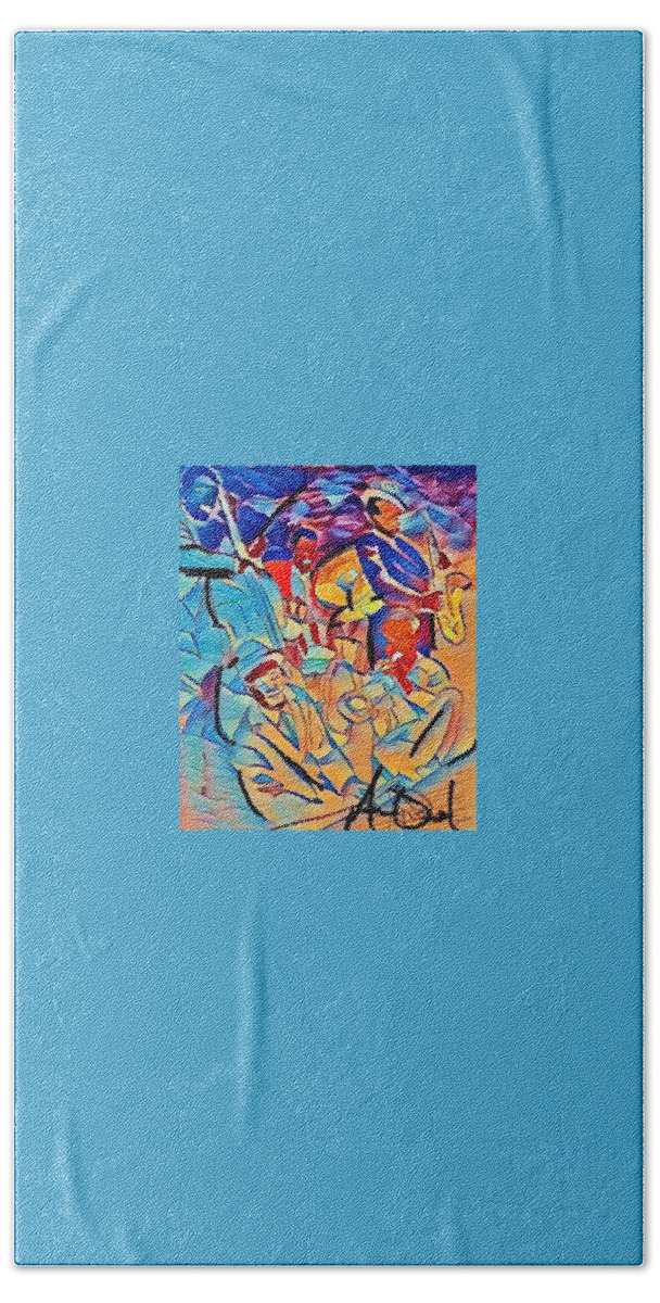  Beach Towel featuring the painting Jazz Color by Angie ONeal