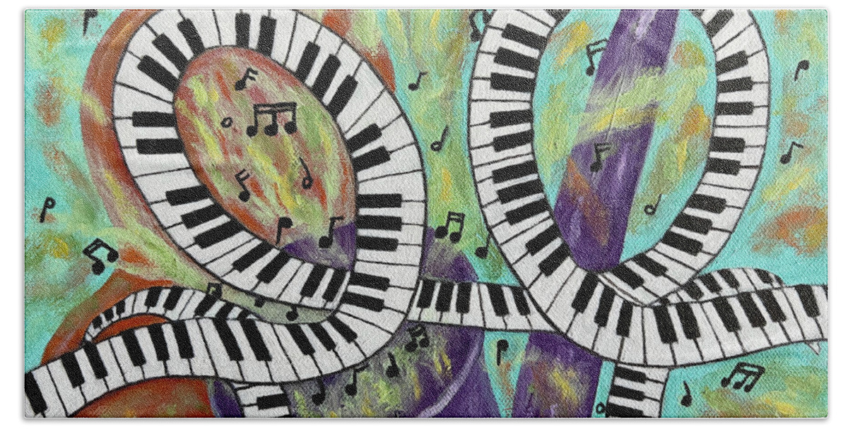 Music Beach Sheet featuring the painting Jazz Trio by Karen Zuk Rosenblatt