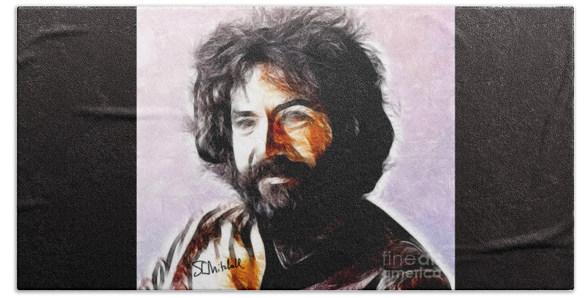 Grateful Dead Beach Towel featuring the painting Jerry Garcia #1 by Steve Mitchell
