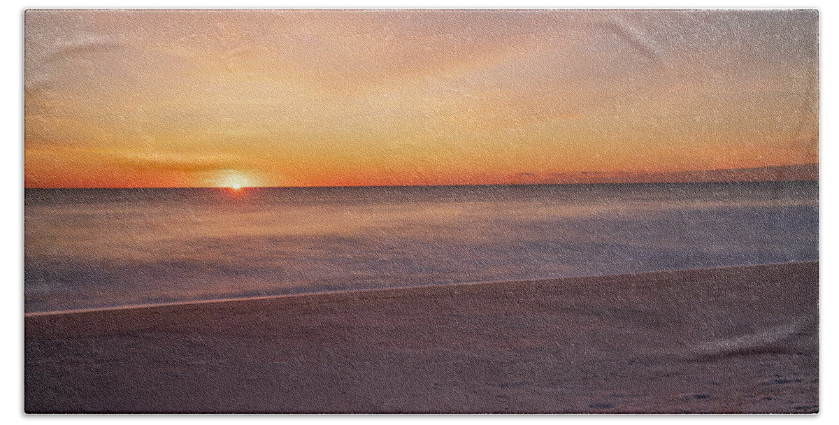 Alone Beach Towel featuring the photograph Jersey Shore Sunrise in late fall. by Kyle Lee