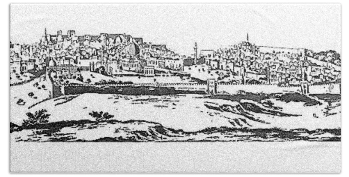 Jerusalem Beach Towel featuring the photograph Jerusalem in 1823 by Munir Alawi