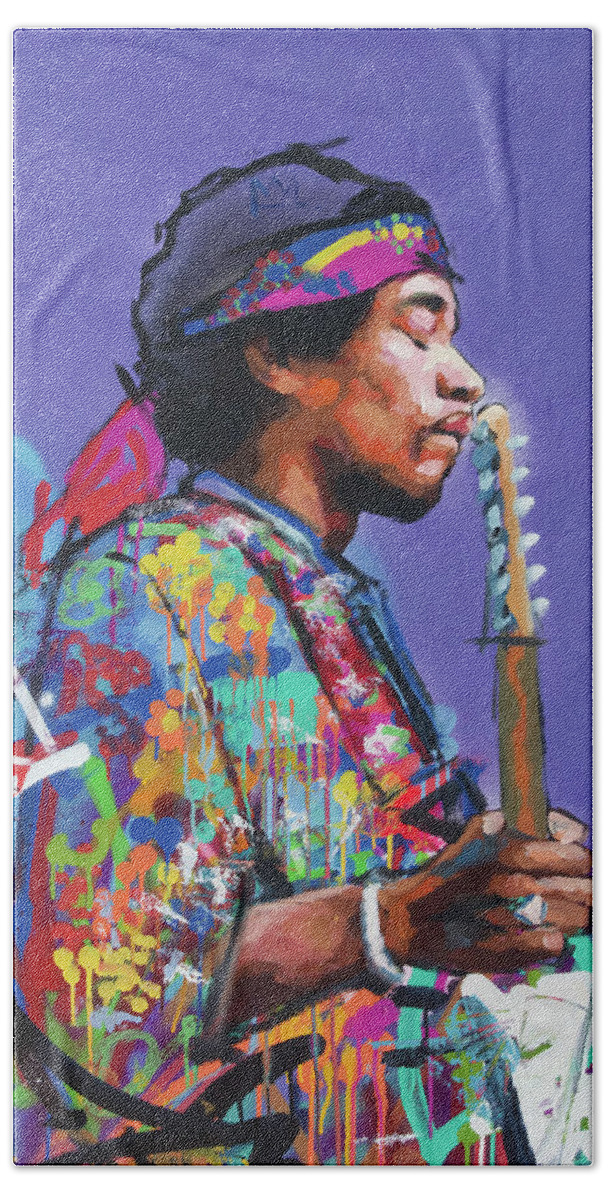 Jimi Beach Towel featuring the painting Jimi Hendrix V by Richard Day