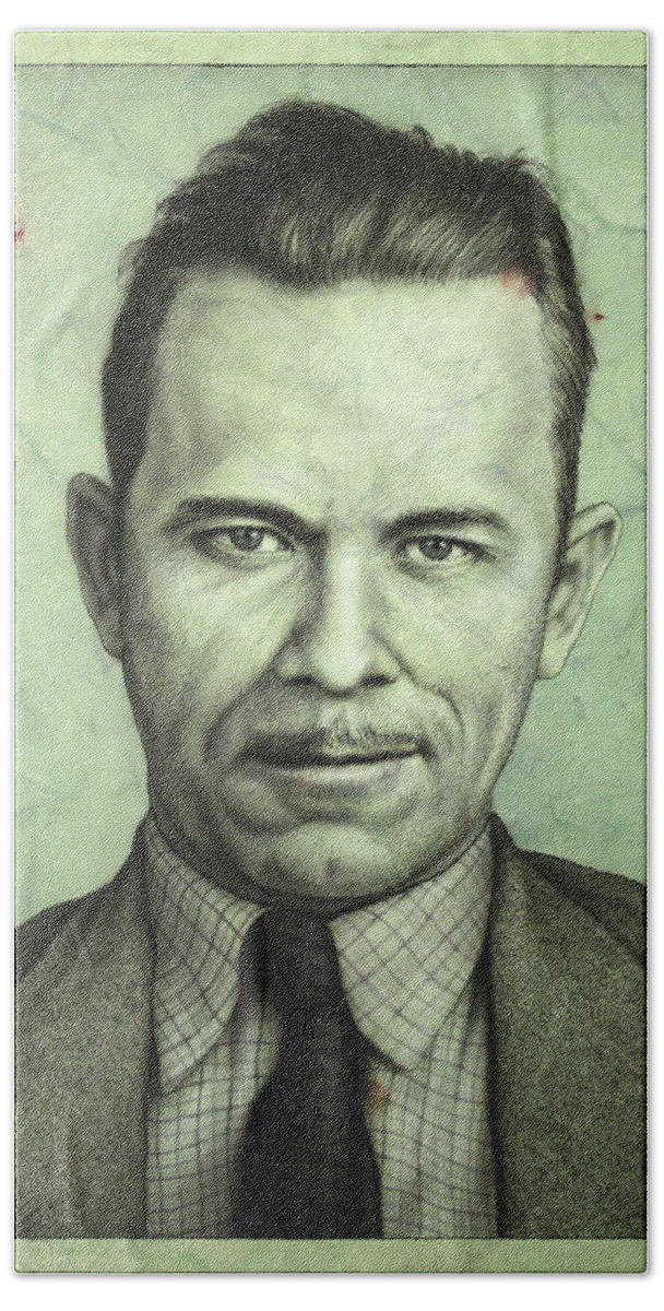 John Dillinger Beach Towel featuring the painting John Dillinger by James W Johnson