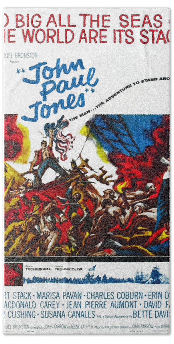 Synopsis Beach Towel featuring the mixed media ''John Paul Jones'', 1959 by Movie World Posters