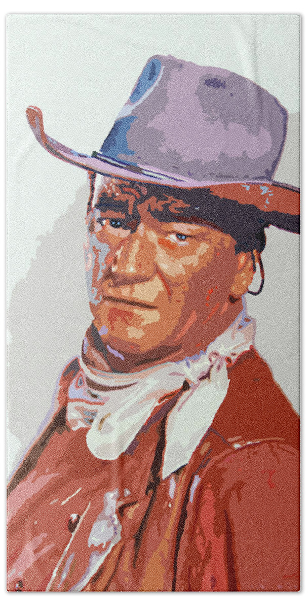 John Wayne Beach Towel featuring the painting John Wayne - THE DUKE by David Lloyd Glover