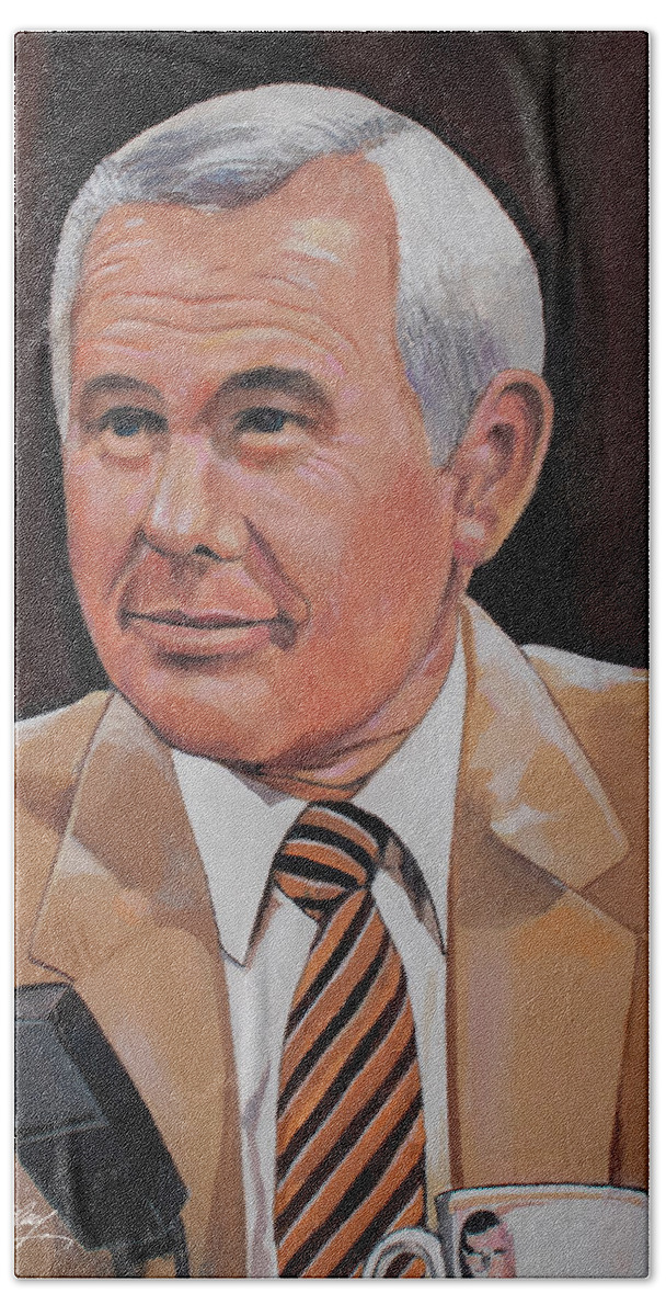 Johnny Carson Beach Towel featuring the painting Johnny Carson by Bill Dunkley