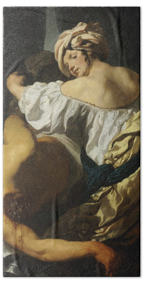 Johann Liss Beach Sheet featuring the painting Judith in the Tent of Holofernes by Johann Liss