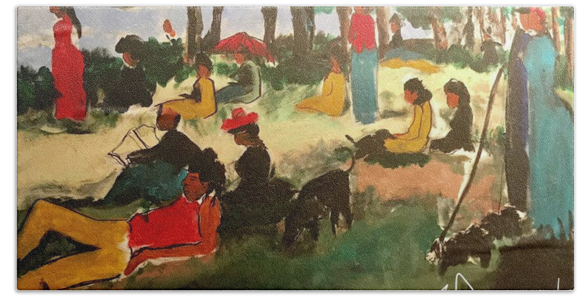  Beach Towel featuring the painting Juneteenth by Angie ONeal