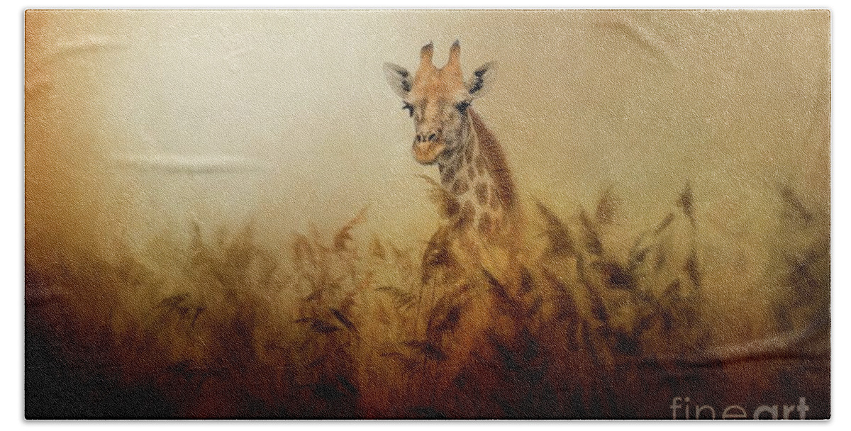 Giraffe Beach Sheet featuring the photograph Just a Look by Eva Lechner
