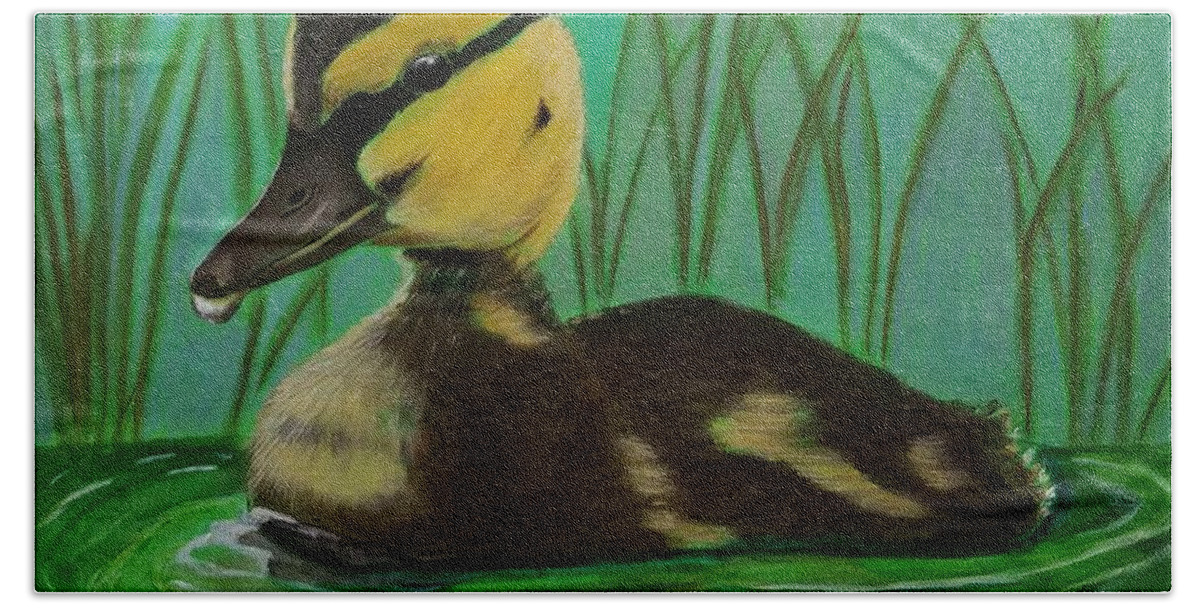 Duck Beach Towel featuring the painting Just Ducky by Jimmy Chuck Smith