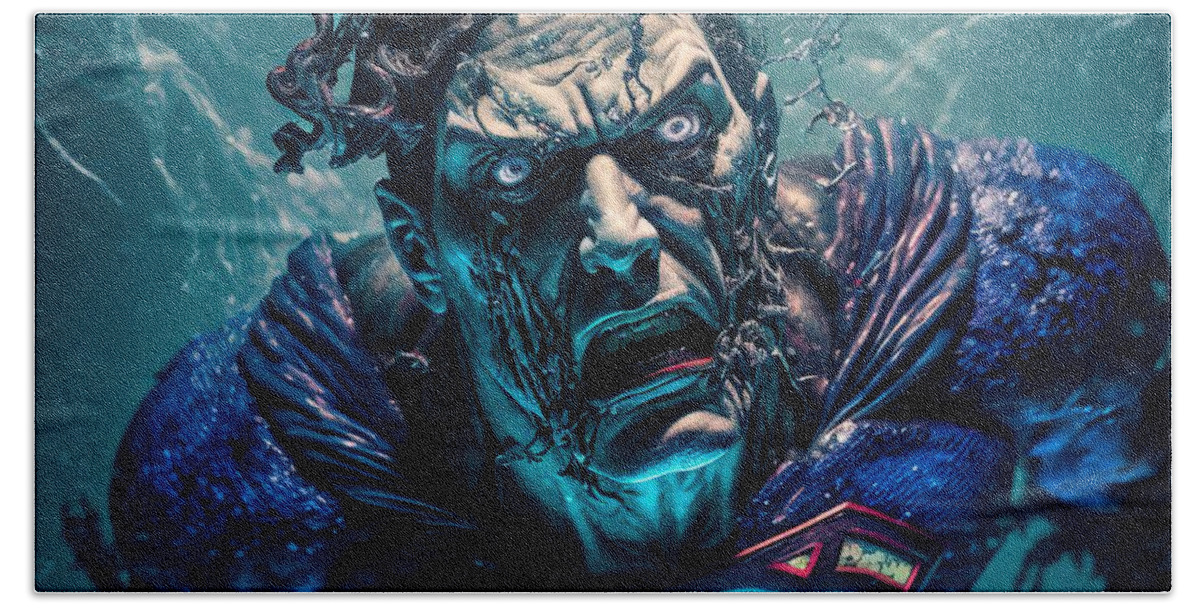 Horror Beach Towel featuring the digital art Kal El the Creature by iTCHY