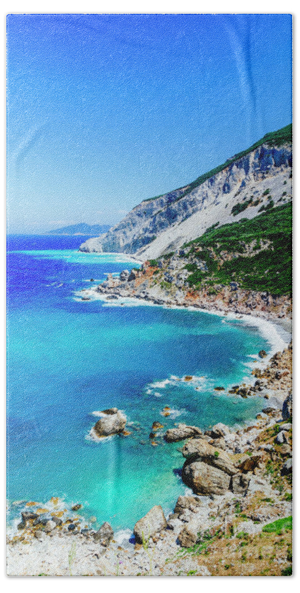 Skiathos Beach Towel featuring the photograph Kastro, Skiathos island, Greece. by Jelena Jovanovic