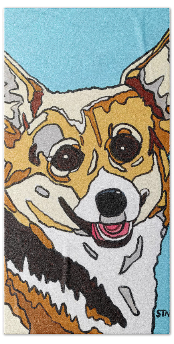 Corgi Dog Pet Beach Towel featuring the painting Katerina by Mike Stanko
