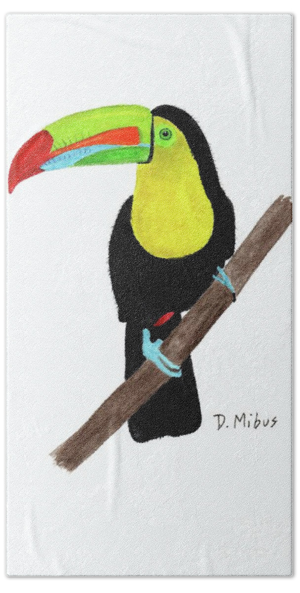 Keel-billed Toucan Beach Towel featuring the painting Keel-Billed Toucan Day 3 Challenge by Donna Mibus