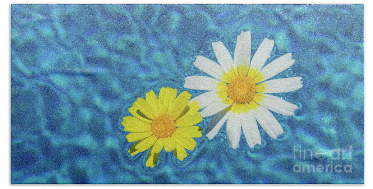 Daisies Beach Towel featuring the photograph Keep your sunny days by the pool by Adriana Mueller