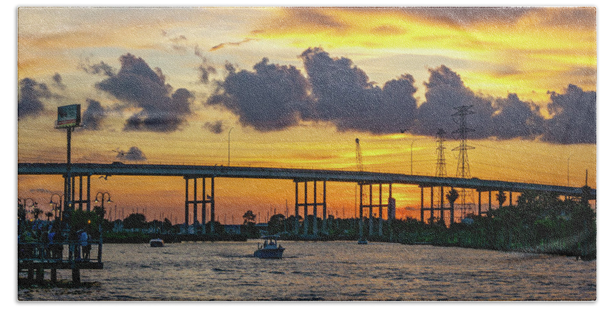 Bardwalk Beach Towel featuring the photograph Kemah Sunset by Tim Stanley