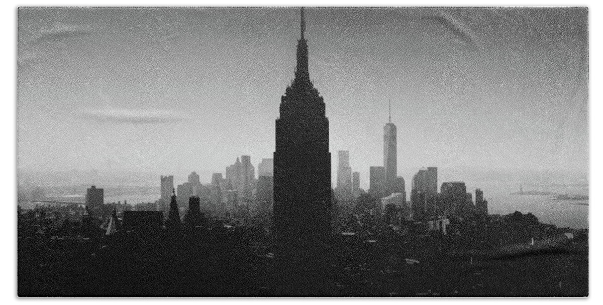 New York City Skyline At Night Beach Towel featuring the photograph Kept In The Dark by Az Jackson