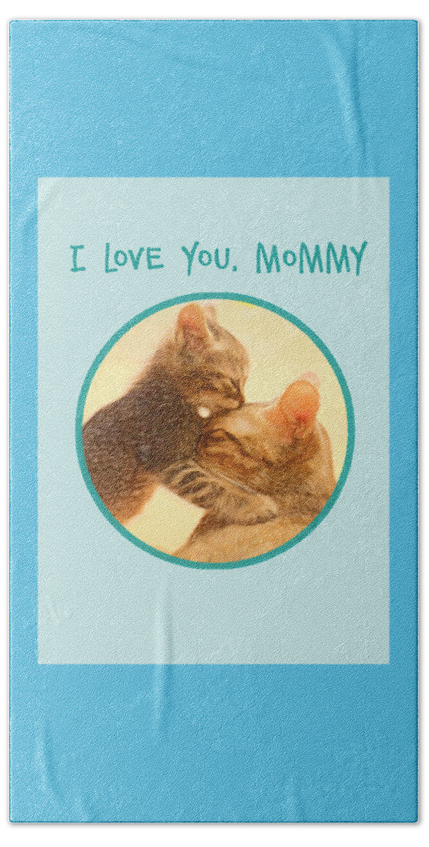 Cat Beach Towel featuring the mixed media Kitty Love by Moira Law