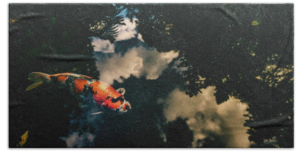 Koi Beach Towel featuring the photograph Koi and Sky by Ada Weyland