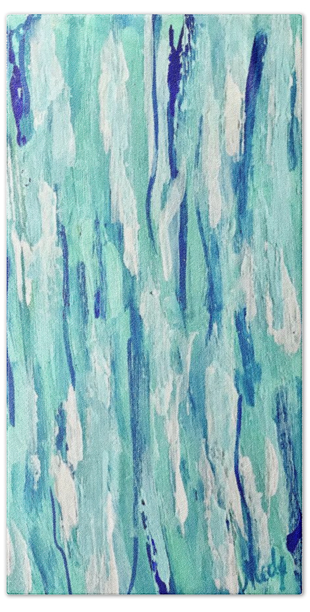 Blue Dimension Beach Towel featuring the painting La Dimension Bleue by Medge Jaspan