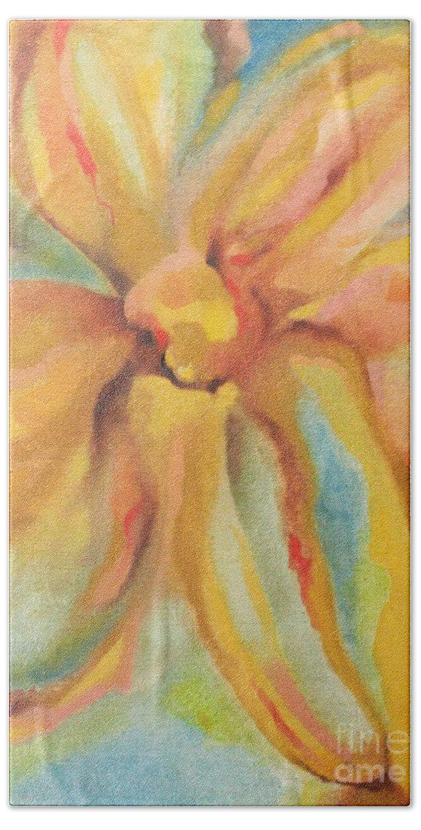 Flower Beach Towel featuring the painting La Fleur by Scott Sladoff