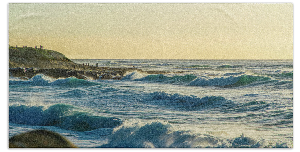Golden Beach Towel featuring the photograph La Jolla Cove Rolling Waves by Local Snaps Photography