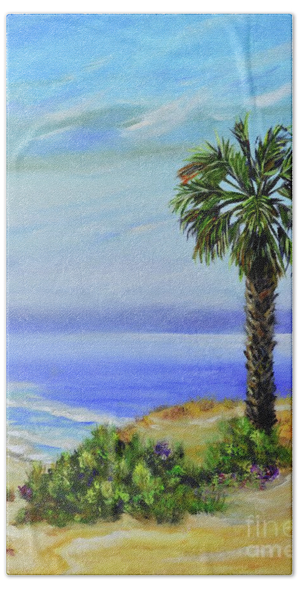La Rambia Street Beach Towel featuring the painting La Rambia, San Clemente by Mary Scott