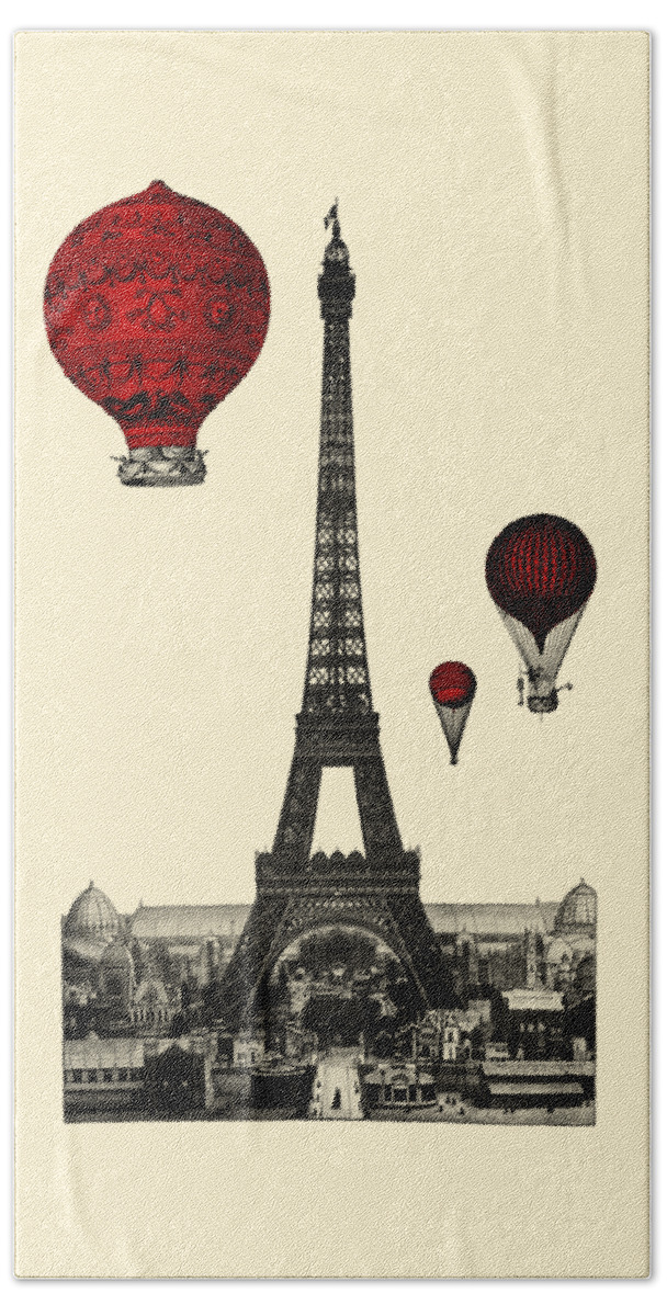 Eiffel Beach Towel featuring the digital art La Tour Eiffel by Madame Memento