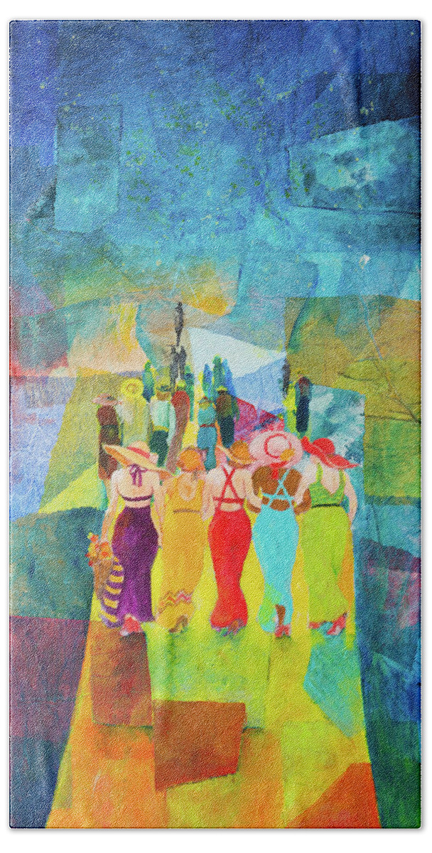 Painting Beach Towel featuring the painting Ladie's Night Out by Lee Beuther