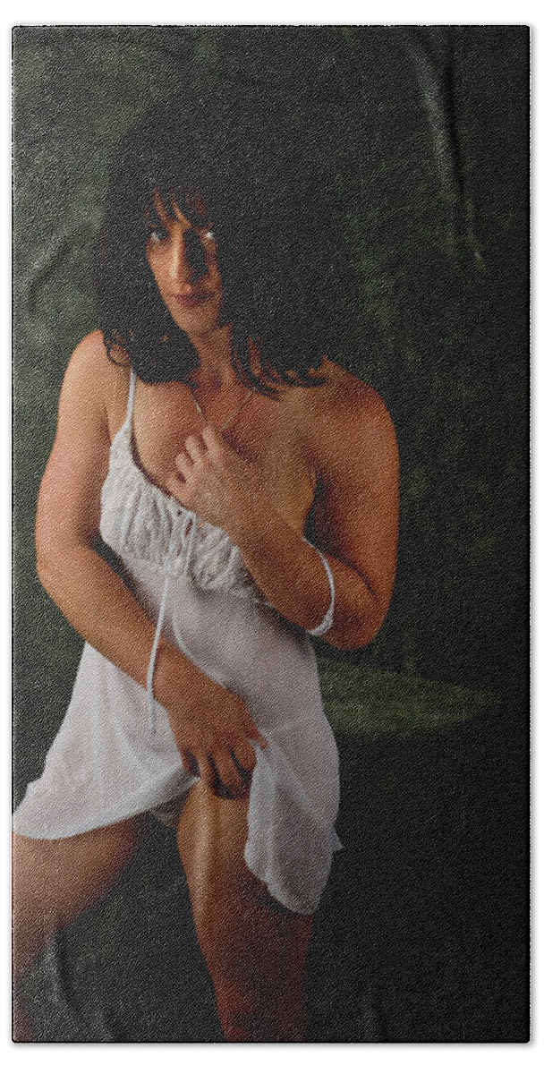 Lady Beach Towel featuring the photograph Lady in White by Keith Lovejoy