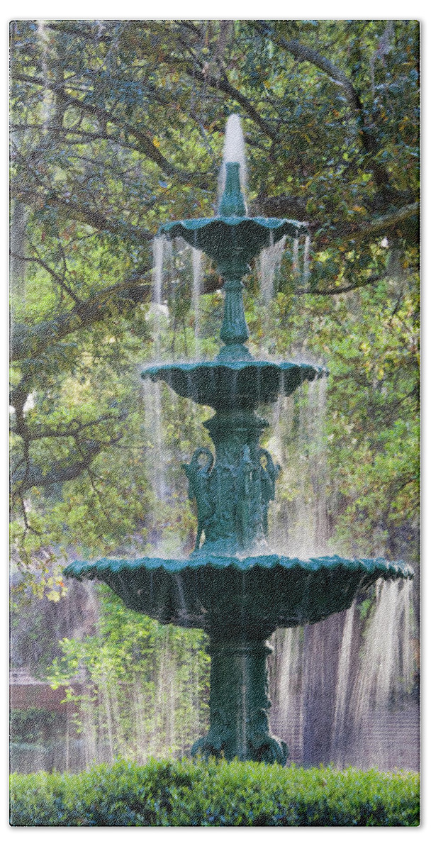 Chatham County Beach Towel featuring the photograph Lafayette Square Fountain by Eggers Photography