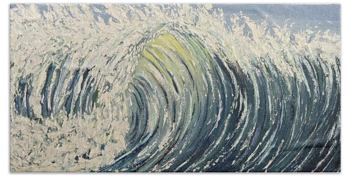 Rolling Wave Beach Sheet featuring the painting Lake Michigan Wave by Lisa White