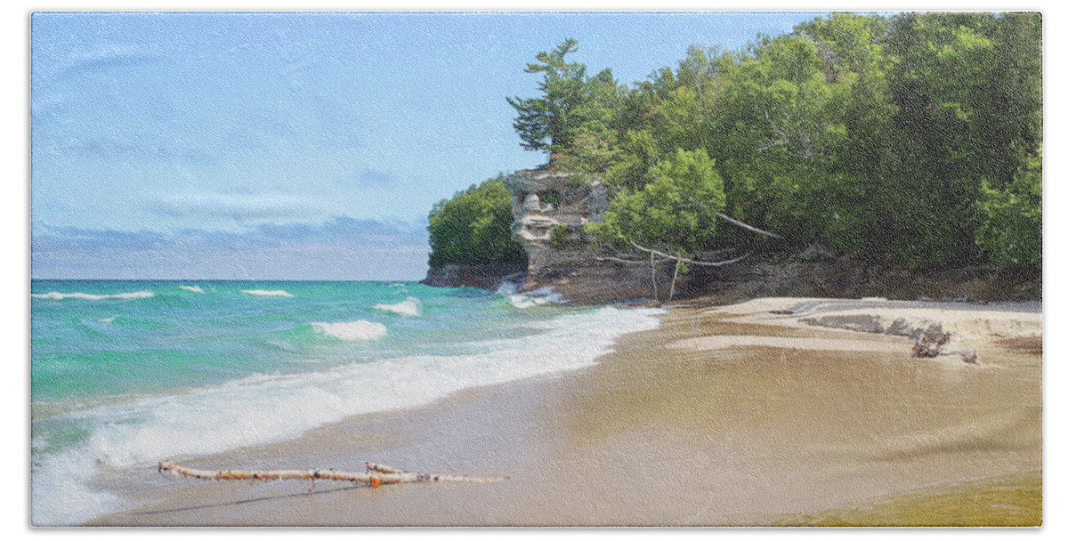 Day Beach Towel featuring the photograph Lake Superior Beach by Robert Carter