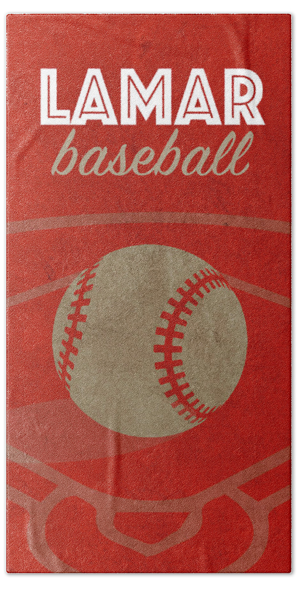 Lamar Beach Towel featuring the mixed media Lamar College Baseball Sports Vintage Poster by Design Turnpike