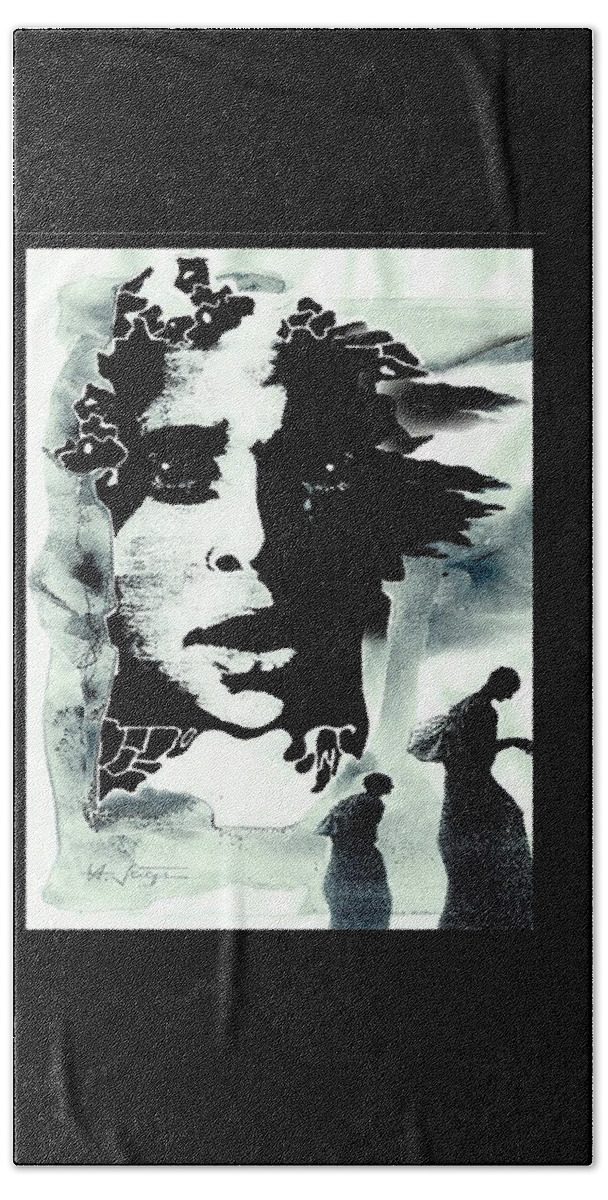 Lament Beach Towel featuring the mixed media Lament by Hartmut Jager