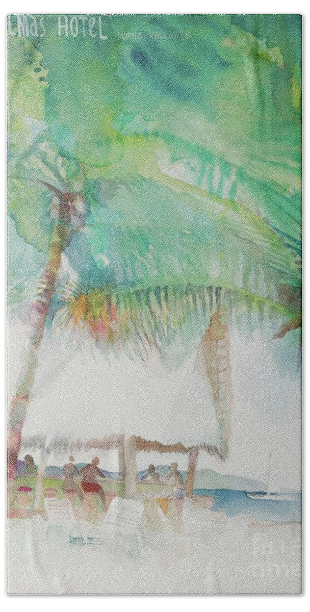 Las Palmas Hotel Beach Towel featuring the painting Las Palmas Hotel by Glen Neff
