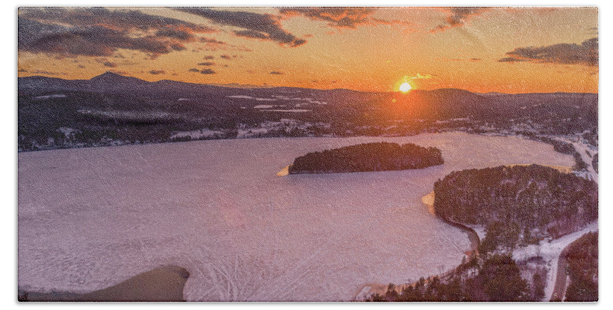 Ice Beach Towel featuring the photograph Late Winter Sunset Island Pond, VT by John Rowe