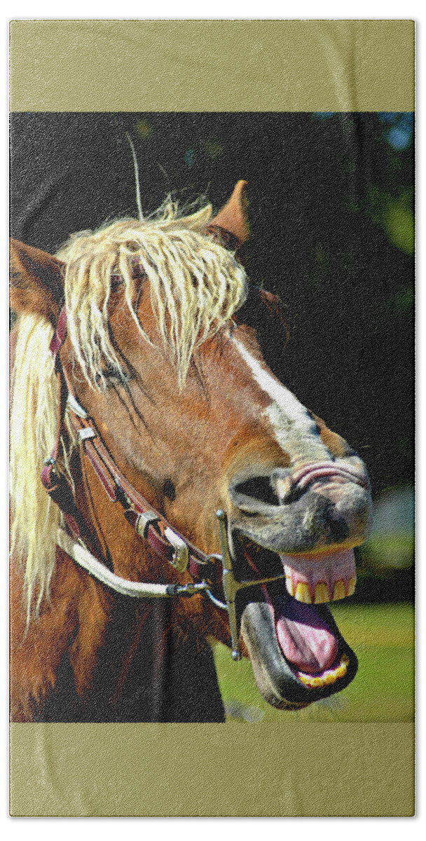 Horse Beach Sheet featuring the photograph Laughing Horse by Carolyn Marshall